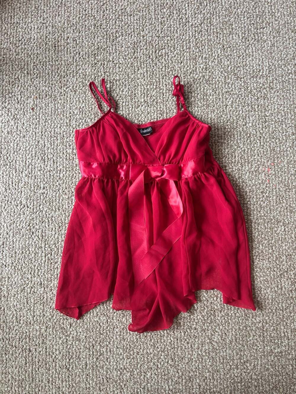 Frederick's of Hollywood Red Sheer Chiffon Babydoll Lingerie Dress